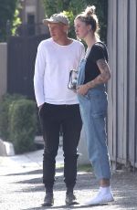 IRELAND BALDWIN in Denim Overalls Out in West Hollywood 06/20/2020
