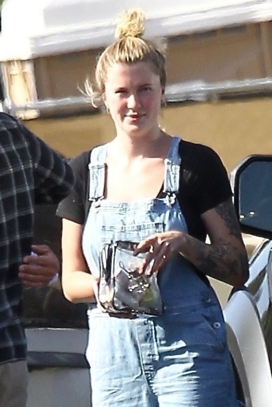 IRELAND BALDWIN in Denim Overalls Out in West Hollywood 06/20/2020