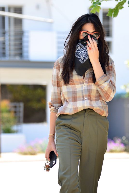 JESSICA GOMES Wearing Bandana Mask Out in West Hollywood 06/17/2020