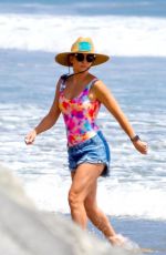 KATE HUDSON in Swimsuit and Denim Shorts Out on the Beach in Malibu 06/22/2020