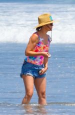 KATE HUDSON in Swimsuit and Denim Shorts Out on the Beach in Malibu 06/22/2020