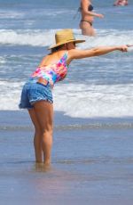 KATE HUDSON in Swimsuit and Denim Shorts Out on the Beach in Malibu 06/22/2020