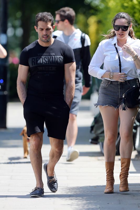 KELLY BROOK in Denim Shorts Out in London 05/31/2020