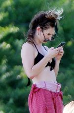 LILY JAMES in Bikini Top Sunbathing at a Park in London 06/25/2020