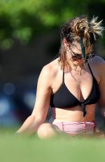 LILY JAMES in Bikini Top Sunbathing at a Park in London 06/25/2020