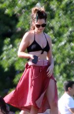 LILY JAMES in Bikini Top Sunbathing at a Park in London 06/25/2020