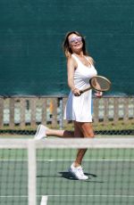 LIZZIE CUNDY Playing Tennis with a Friend in London 06/13/2020