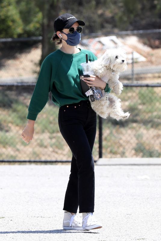 LUCY HALE and Elvis at a Dog Park in Studio City 06/04/2020