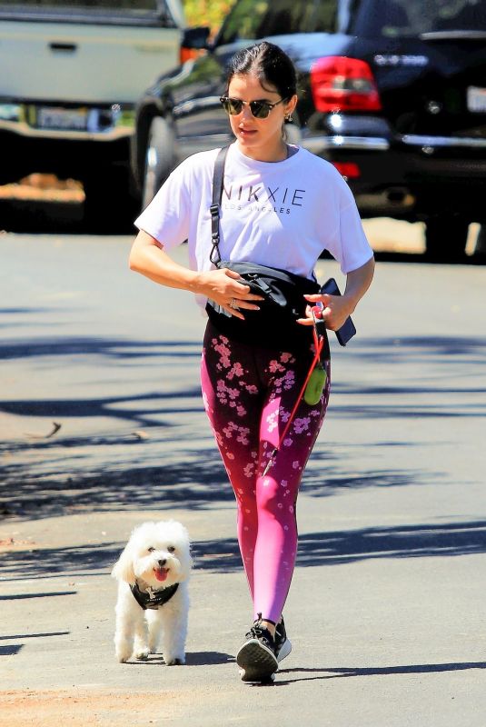 LUCY HALE Out with Elvis in Studio City 06/07/2020