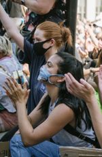 MADELAINE PETSCH and CAMILA MENDES at Black Lives Matter Protest in Los Angeles 06/03/2020