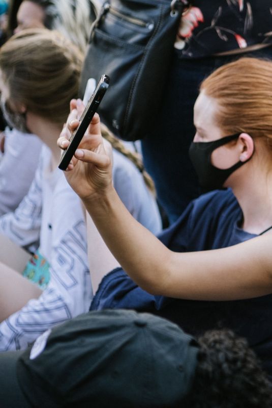 MADELAINE PETSCH and CAMILA MENDES at Black Lives Matter Protest in Los Angeles 06/03/2020