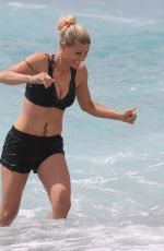 MICHELLE HUNZIKER in Bikini Top and Shorts at a Beach in Varigotti 06/06/2020