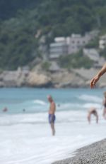 MICHELLE HUNZIKER in Bikini Top and Shorts at a Beach in Varigotti 06/06/2020