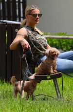 MICHELLE HUNZIKER Out with her Dogs in a Park in Bergamo 06/02/2020
