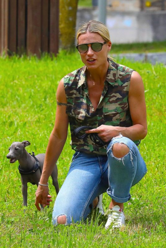 MICHELLE HUNZIKER Out with her Dogs in a Park in Bergamo 06/02/2020
