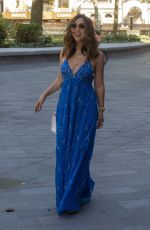 MYLEENE KLASS in a Long Blue Dress Arrives at Global Radio in London 06/01/2020