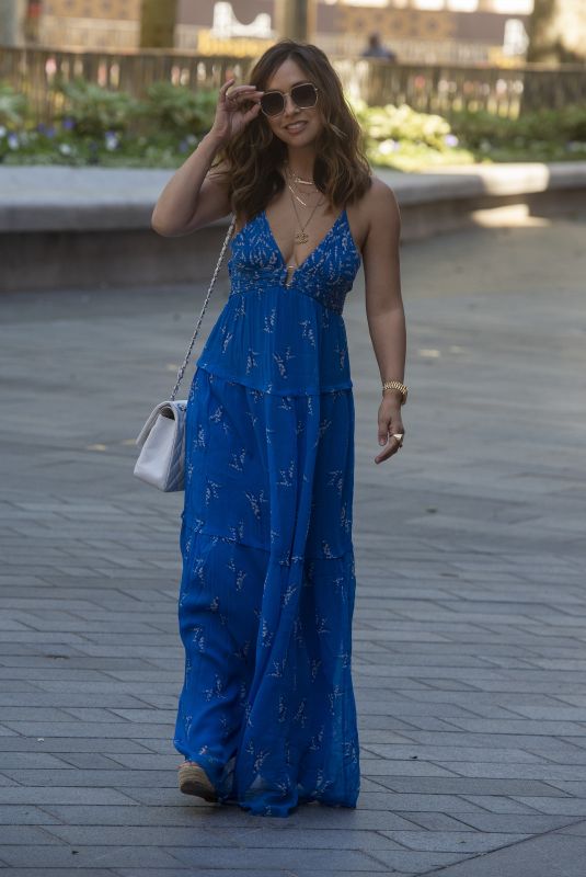 MYLEENE KLASS in a Long Blue Dress Arrives at Global Radio in London 06/01/2020