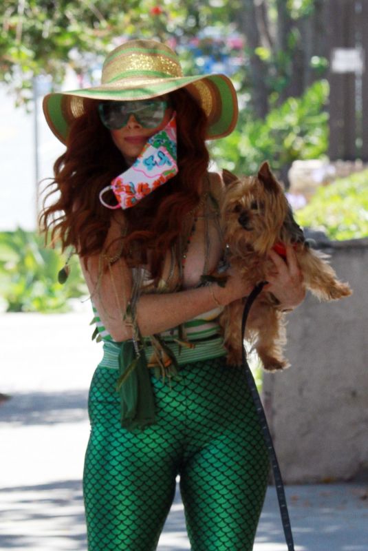 PHOEBE PRICE in a Mermaid Outfit Out with Her Dog in Los Angeles 06/12/2020