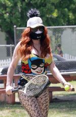 PHOEBE PRICE Playing Tennis at a Tennis Court in Studio City 06/20/2020