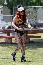 PHOEBE PRICE Playing Tennis at a Tennis Court in Studio City 06/20/2020