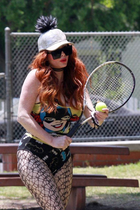 PHOEBE PRICE Playing Tennis at a Tennis Court in Studio City 06/20/2020