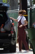 Pregnant KATHERINE SCHWARZENEGGER in Overalls Out in Los Angeles 06/15/2020
