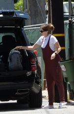 Pregnant KATHERINE SCHWARZENEGGER in Overalls Out in Los Angeles 06/15/2020