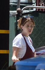 Pregnant KATHERINE SCHWARZENEGGER in Overalls Out in Los Angeles 06/15/2020