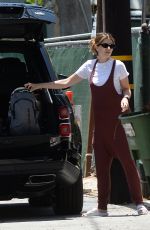 Pregnant KATHERINE SCHWARZENEGGER in Overalls Out in Los Angeles 06/15/2020