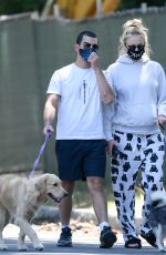Pregnant SOPHIE TURNER and Joe Jonas Out with Their Dogs in Los Angeles 06/22/2020