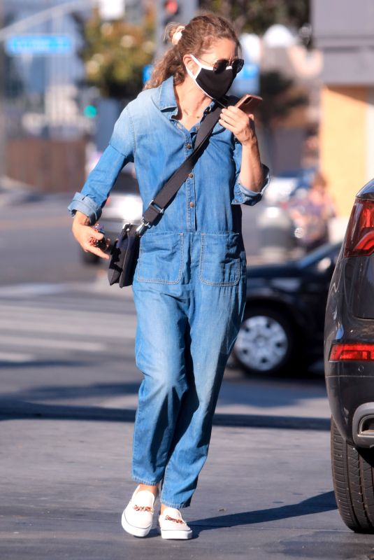 REBECCA GAYHEART in Denim Overalls at Shake Shack in Los Angeles 06/19/2020