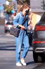 REBECCA GAYHEART in Denim Overalls at Shake Shack in Los Angeles 06/19/2020