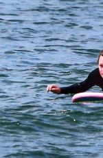 ROBIN WRIGHT and Clement Giraudet Surfing in Malibu 06/12/2020