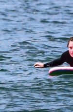 ROBIN WRIGHT and Clement Giraudet Surfing in Malibu 06/12/2020