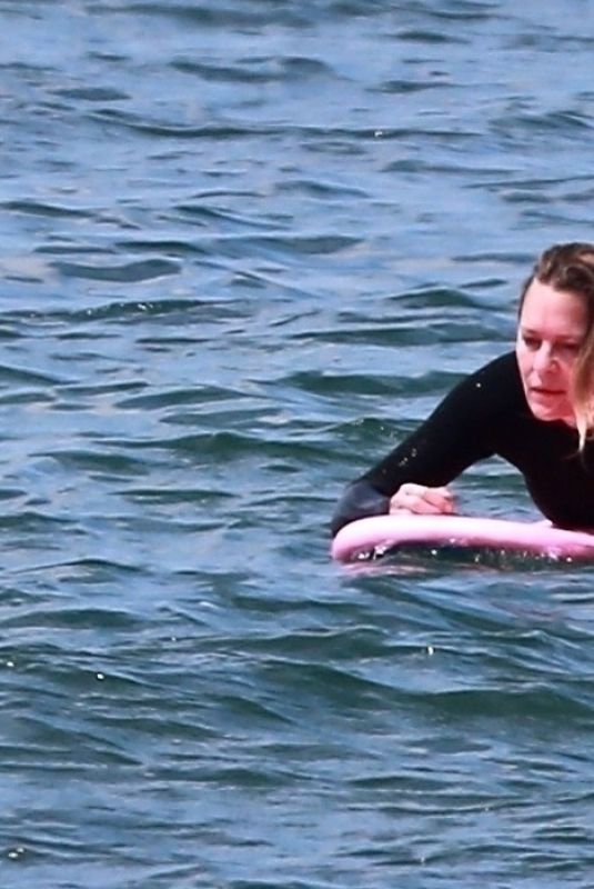 ROBIN WRIGHT and Clement Giraudet Surfing in Malibu 06/12/2020