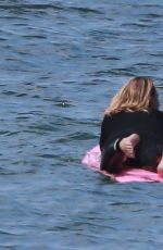 ROBIN WRIGHT and Clement Giraudet Surfing in Malibu 06/12/2020