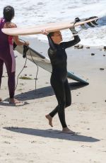 ROBIN WRIGHT and Clement Giraudet Surfing in Malibu 06/12/2020