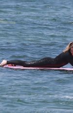 ROBIN WRIGHT and Clement Giraudet Surfing in Malibu 06/12/2020