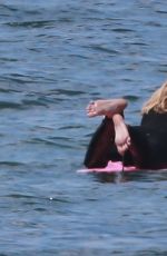 ROBIN WRIGHT and Clement Giraudet Surfing in Malibu 06/12/2020