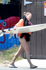 ROBIN WRIGHT Surfing at a Beach in Malibu 06/12/2020