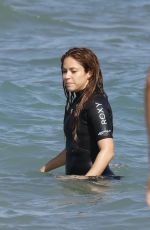 SHAKIRA in Wetsuit at a Beach in Barcelona 06/25/2020