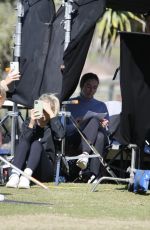 TAMMY HEMBROW Filming Her Fitness App at Mermaid Beach at Gold Coast 06/04/2020