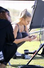 TAMMY HEMBROW Filming Her Fitness App at Mermaid Beach at Gold Coast 06/04/2020