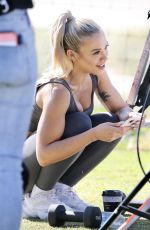 TAMMY HEMBROW Filming Her Fitness App at Mermaid Beach at Gold Coast 06/04/2020