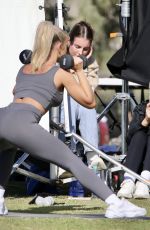 TAMMY HEMBROW Filming Her Fitness App at Mermaid Beach at Gold Coast 06/04/2020