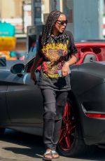 TINASHE Driving Her Ferrari Out in Beverly Hills 06/18/2020