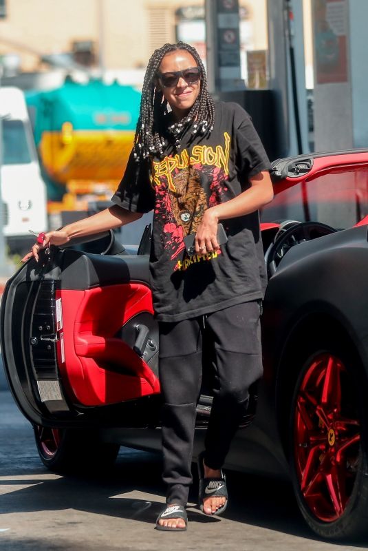 TINASHE Driving Her Ferrari Out in Beverly Hills 06/18/2020