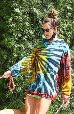 ALESSANDRA AMBROSIO in a Colorful Tie-dye Sweater Out with Her Dogs in Brentwood 07/14/2020