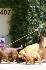 ALESSANDRA AMBROSIO in a Colorful Tie-dye Sweater Out with Her Dogs in Brentwood 07/14/2020