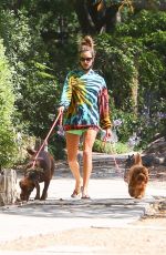 ALESSANDRA AMBROSIO in a Colorful Tie-dye Sweater Out with Her Dogs in Brentwood 07/14/2020